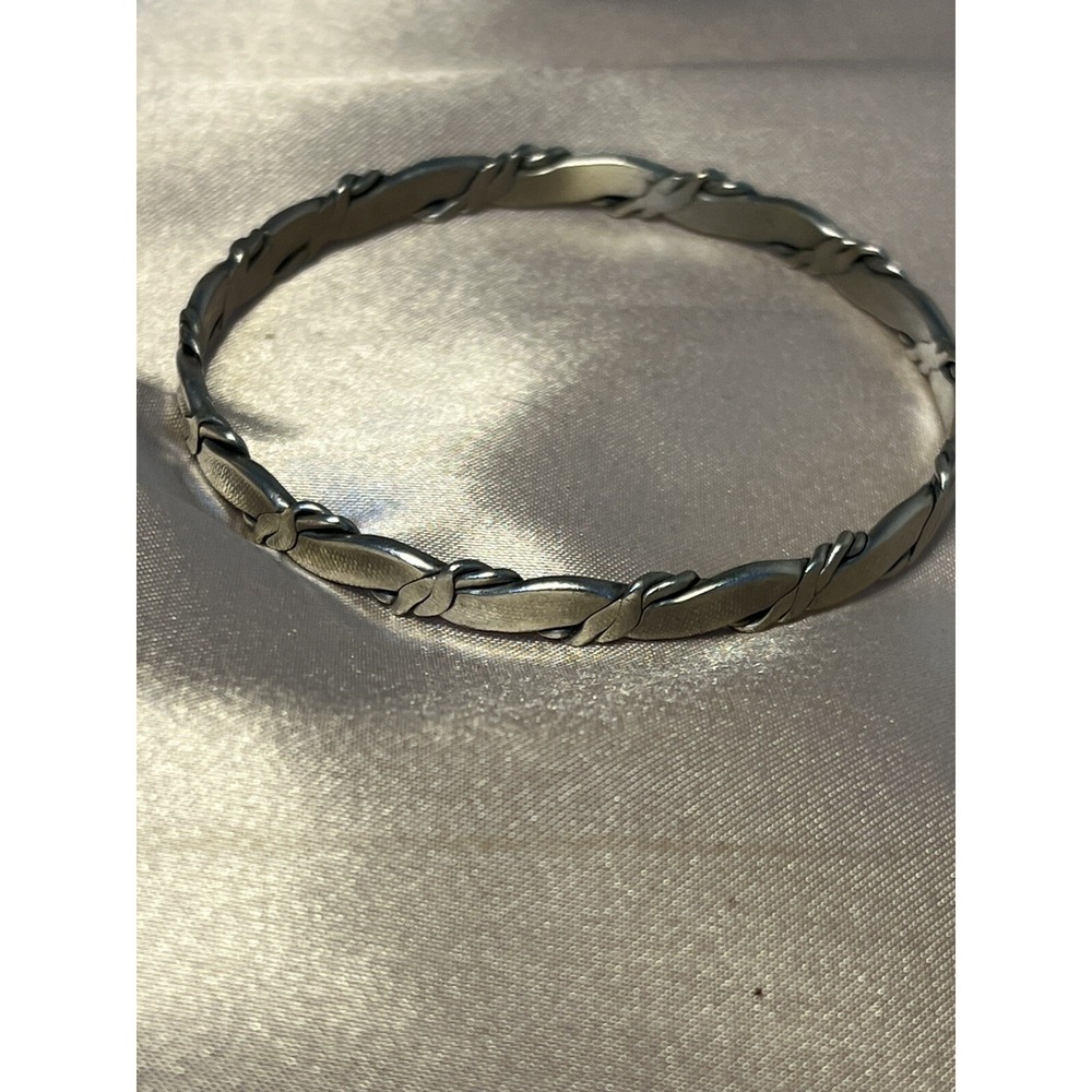Vintage Taxco Sterling Silver 925 Rope Detail Bangle Bracelet Minimalist Design - Picture 8 of 13